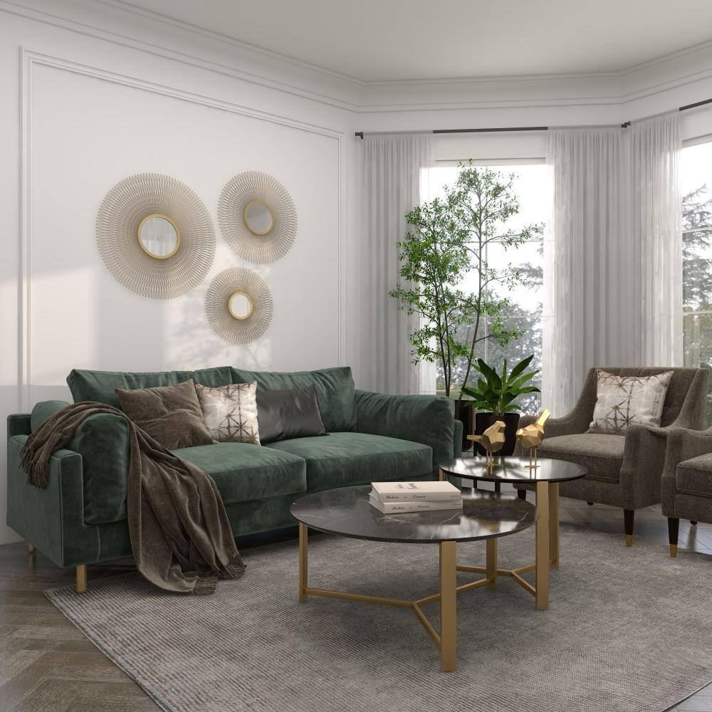 Gold Sunburst Round Wall Decor with Mirror Accent Set