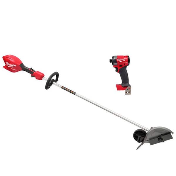 M18 FUEL 18V 8 in. Brushless Cordless Battery Straight Shaft Lawn Edger with M18 FUEL 1/4 in. Hex Impact Driver