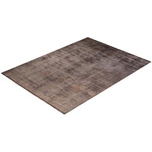 One-of-a-Kind Contemporary Brown 10 ft. x 14 ft. Hand Knotted Overdyed Area Rug