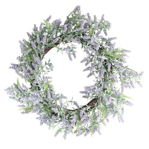 22 in. Artificial Purple and Green Springtime Lavender Wreath