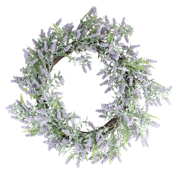 Northlight 22 in. Artificial Purple and Green Springtime Lavender Wreath