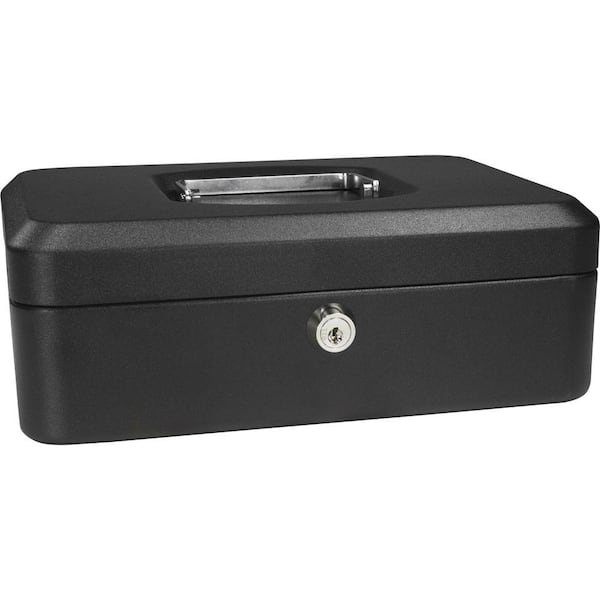 0.05 cu. ft. Steel Cash Box Safe with Key Lock, Black