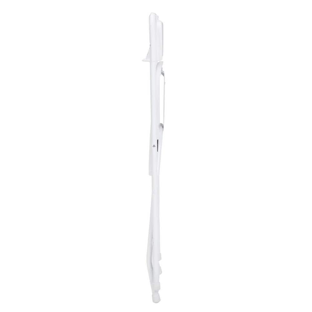 White Plastic Folding Chair Set with Steel Frame, 8-Pack