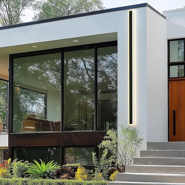 1-Light 60 in. Black Modern Integrated LED Outdoor Wall Light, Waterproof Porch Lantern Sconce for Garden