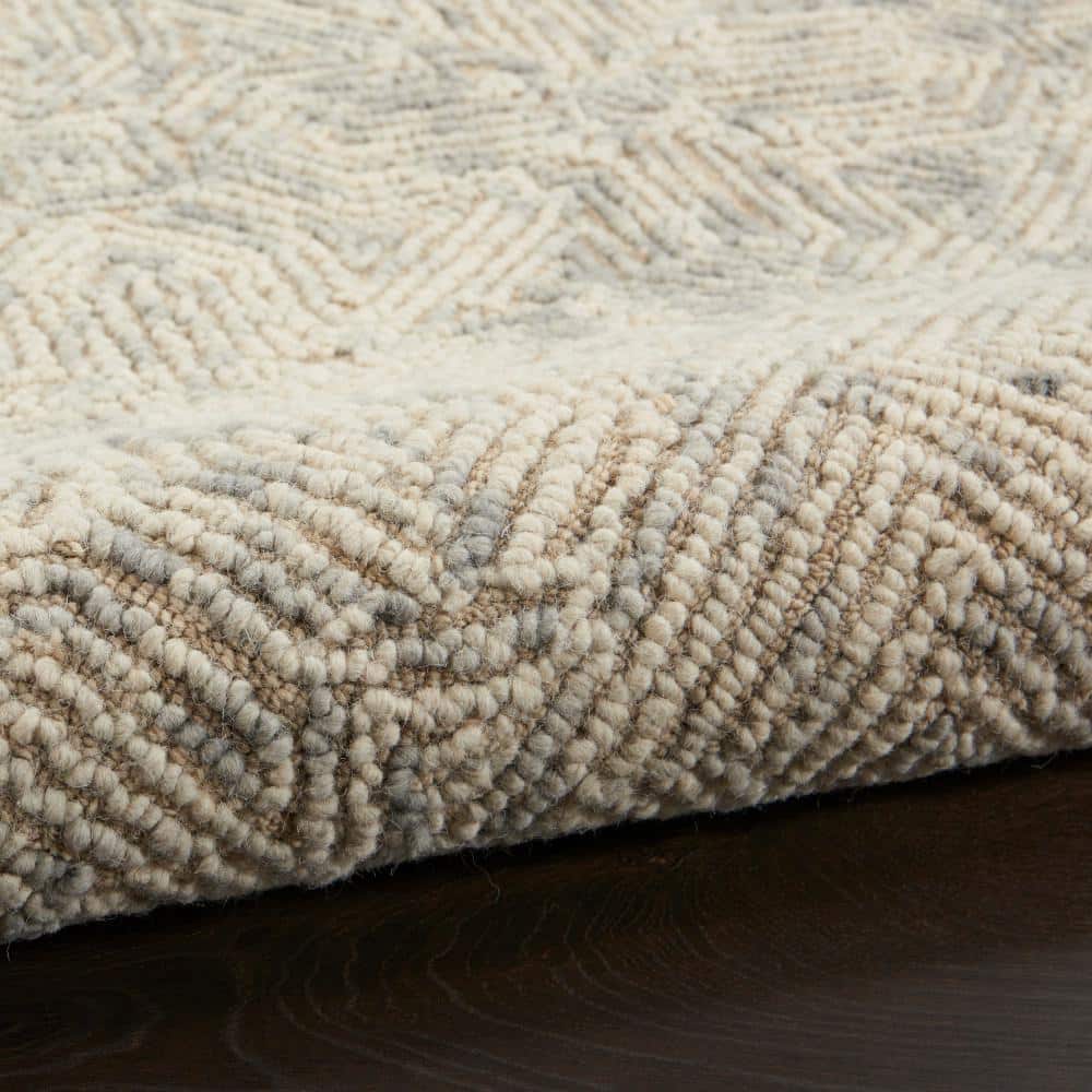 Beige and Grey Hand-Tufted Wool 5' x 7' Area Rug