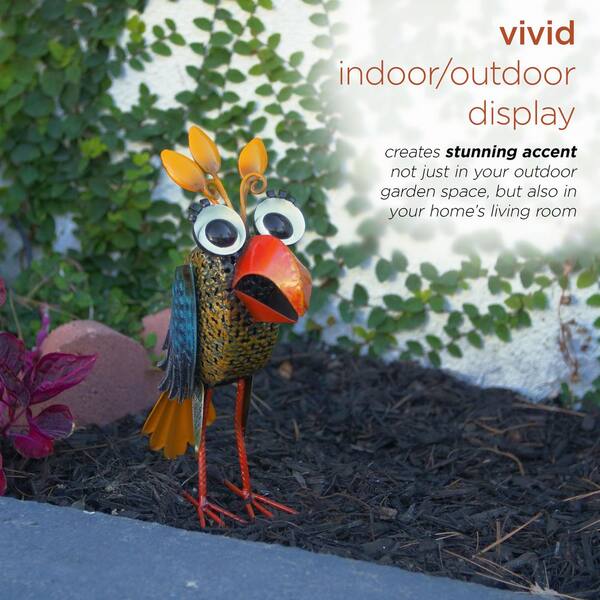 Alpine Corporation 12 in. Tall Outdoor Metal Wide-Eyed Bird