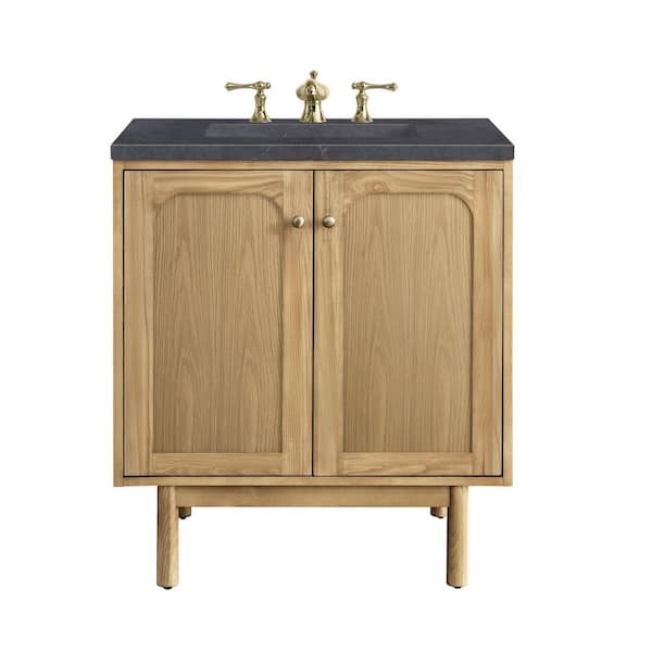 James Martin Vanities Laurent 30.0 in. W x 23.5 in. D x 34.2 in. H Bathroom Vanity in Light Natural Oak with Charcoal Soapstone Quartz Top