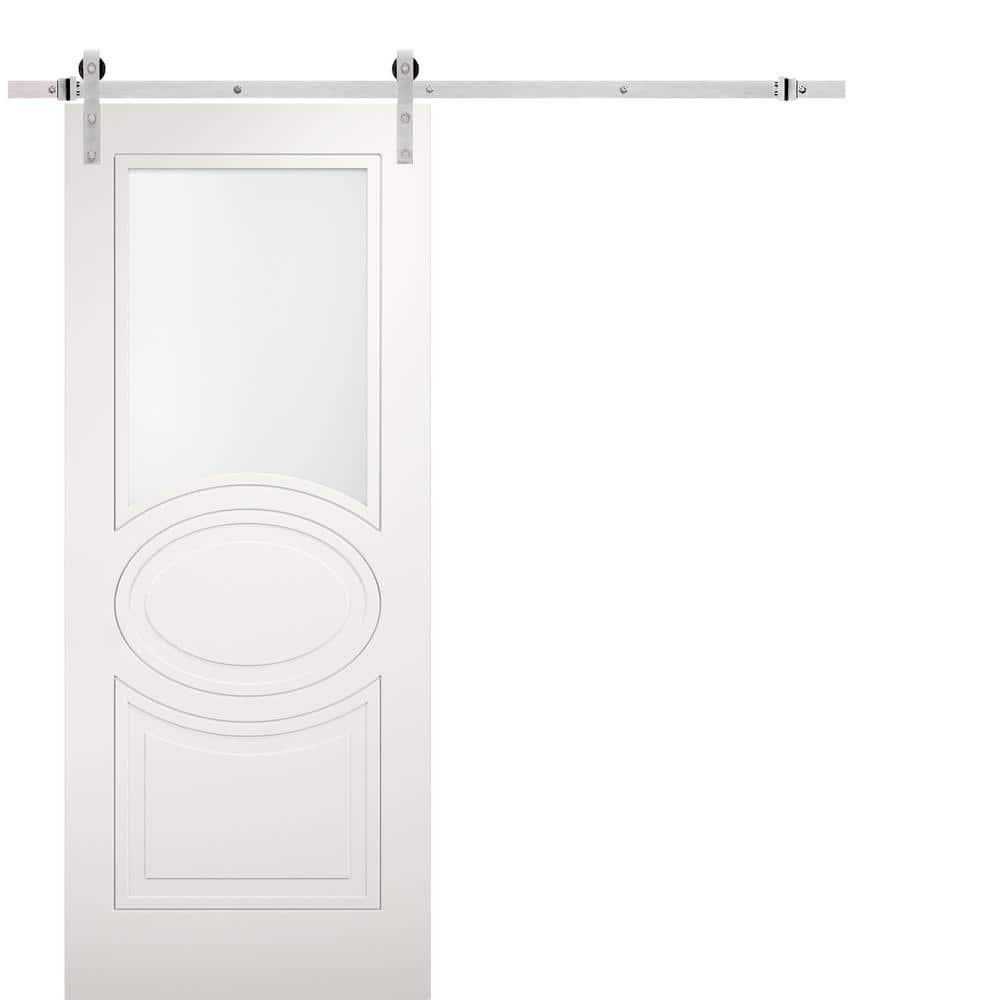Assembly Required 18 in. x 84 in. White Finished MDF Sliding Door with Stainless Barn Hardware price history on PriceWatchPro