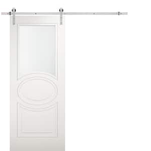 7012 28 in. x 84 in. White Finished MDF Sliding Door with Stainless Barn Hardware