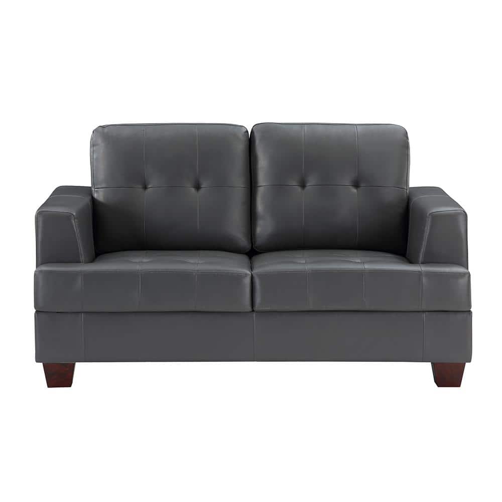 Malcolm 64 in. W Gray Faux Leather Loveseat