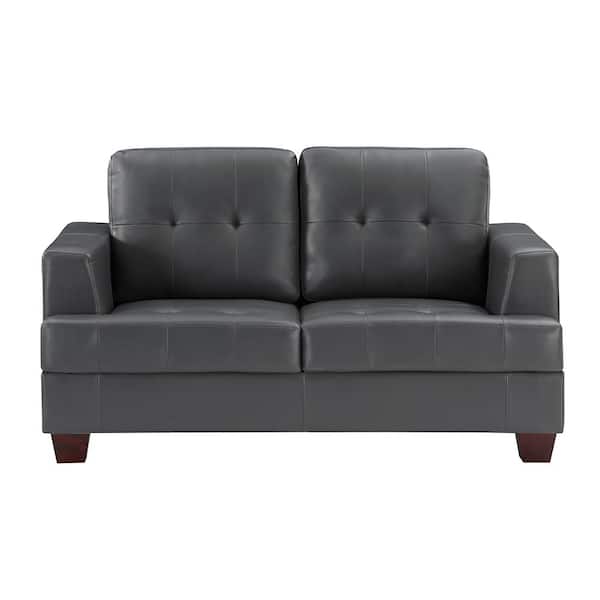 Lazzara Malcolm 64 in. W Gray Faux Leather Loveseat