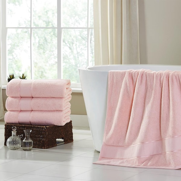 MODERN THREADS Spunloft 4-Piece Blush Solid Cotton Bath Towel Set