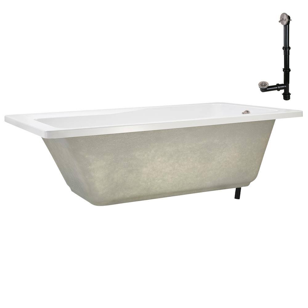 60'' x 32'' Glossy White Acrylic Soaking Drop-In Bathtub