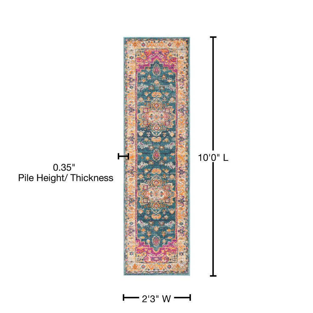 Reversible Hand-Knotted Easy Care Blue Runner Rug 2'3" X 10'