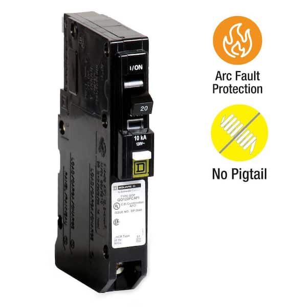 Square D QO 15 Amp Single-Pole Plug-On Neutral Combination Arc Fault Circuit Breaker