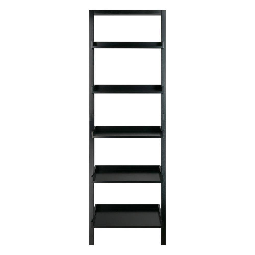 Bellamy Black 69" Wood Leaning Ladder Bookcase