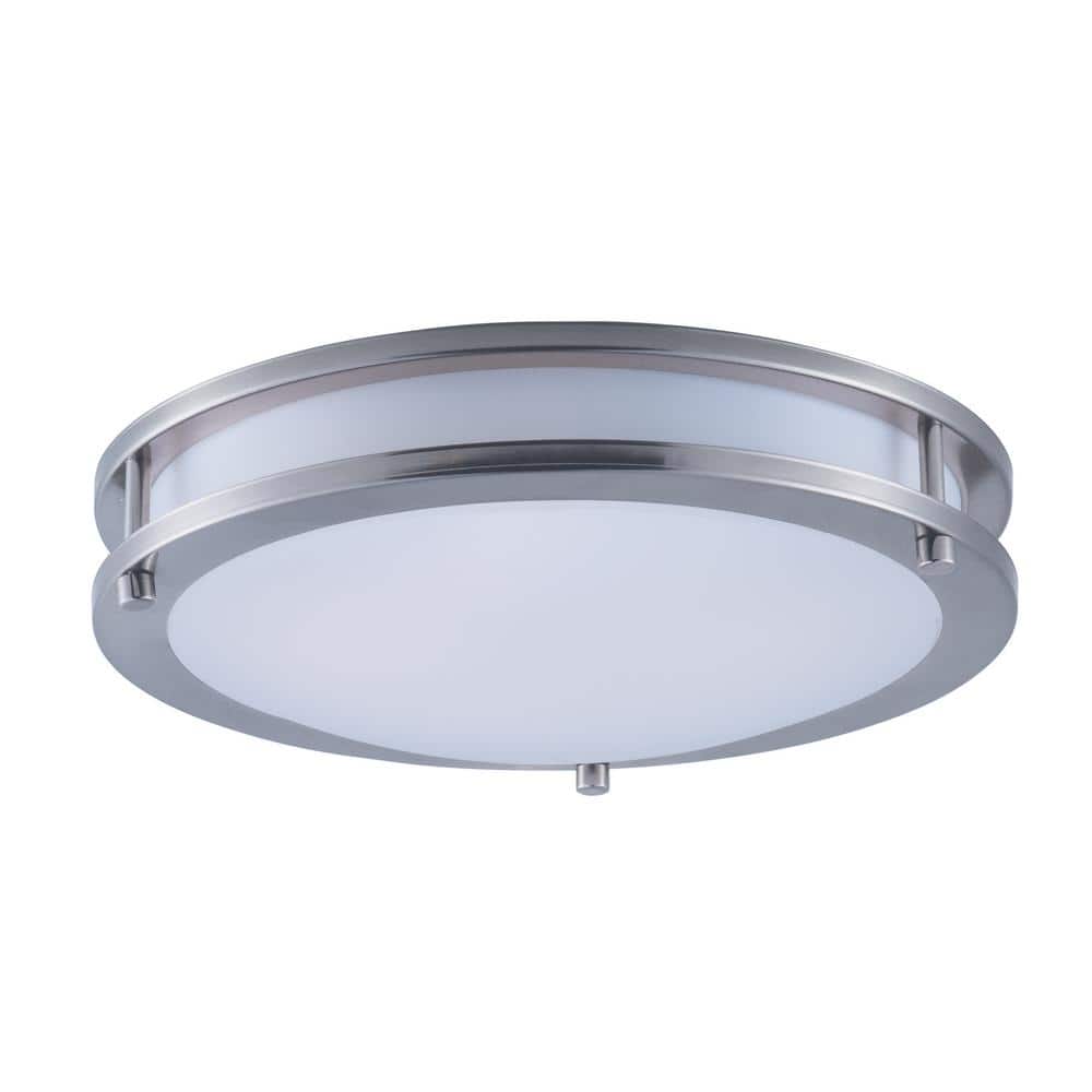 Sleek Satin Nickel LED Flush Mount with White Glass