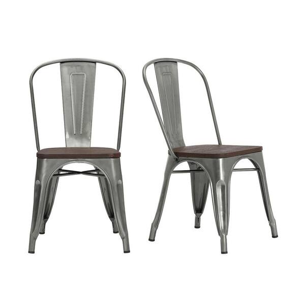 Grey metal best sale dining chairs