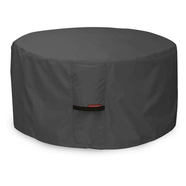 Unbranded 50 in. D x 24 in. H Waterproof 600D Heavy Duty Round Patio Fire Pit Table Cover, Black