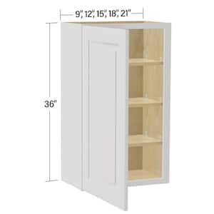 Grayson Pacific White Painted Plywood Shaker Assembled Wall Kitchen Cabinet Soft Close 21 in W x 12 in D x 36 in H