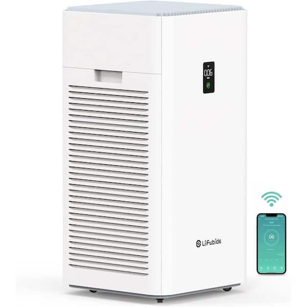 4555 Sq. Ft. HEPA - True Whole House Air Purifier in Whites with 3-Layer Filter, Laser Dust Sensor, Timer.