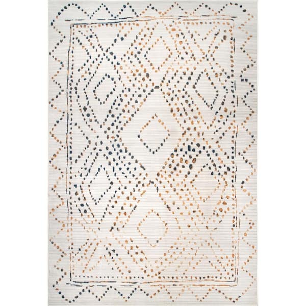 nuLOOM Mila Moroccan Beige 8 ft. x 10 ft. Diamond Trellis Indoor Area Rug