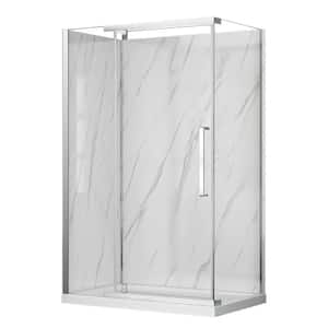 Vienna 48 in. x 32 in. x 78.6 in. Rectangular Corner Shower Stall/Kit in Chrome with Door, Base and Shower Walls