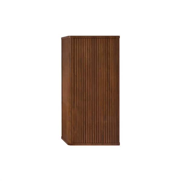 Aoibox 11.41 in. W. x 14.17 in. D x 29.52 in. H Striped Walnut Floating Bathroom Storage Wall Cabinet in Walnut, Small Spaces