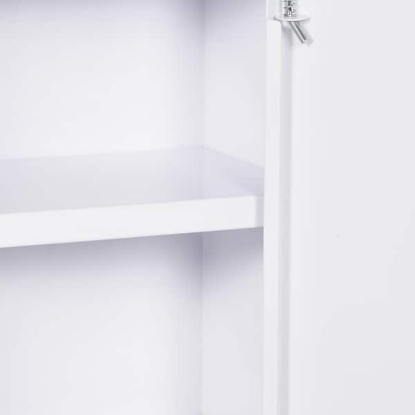 kleankin 11.75 in. W x 18 in. H White Recessed Wall Medicine Cabinet without Mirror for Bathroom with 2 Keys