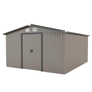 10 ft. W x 12 ft. D Brown Metal Outdoor Storage Shed Tool Shed with Lockable Door (120 sq. ft.)