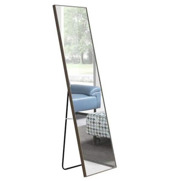 Unbranded 23 in. W x 65 in. H Large Rectangular Wood Framed Anti-Fog Wall Bathroom Vanity Mirror in Grey