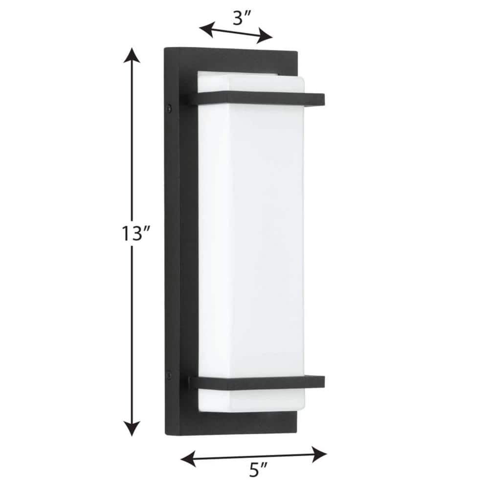 Black Aluminum LED Outdoor Wall Sconce with Acrylic Shade