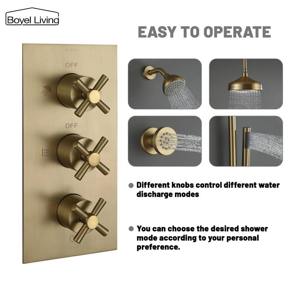 Brushed Gold Dual Rain and Handheld Shower System