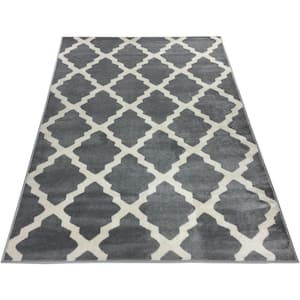 Comfy Trellis Gray 8 ft. x 10 ft. Lattice Synthetic Rectangle Area Rug