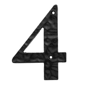 6 in. Black Cast Iron House Number 4