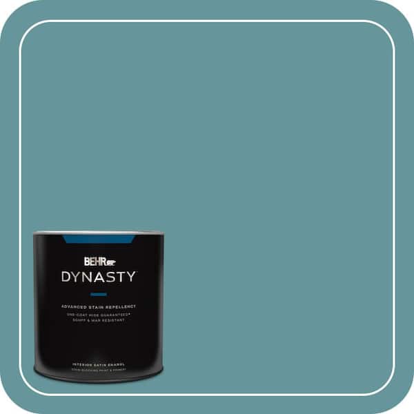 BEHR DYNASTY 1 qt. #MQ6-33 Vintage Teal One-Coat Hide Satin Enamel Stain-Blocking Interior Paint and Primer