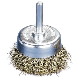 Robtec 3 in. x 1/4 in. Shank Crimped Brass Coated Steel Wire Wheel Brush  300WRCS12 - The Home Depot
