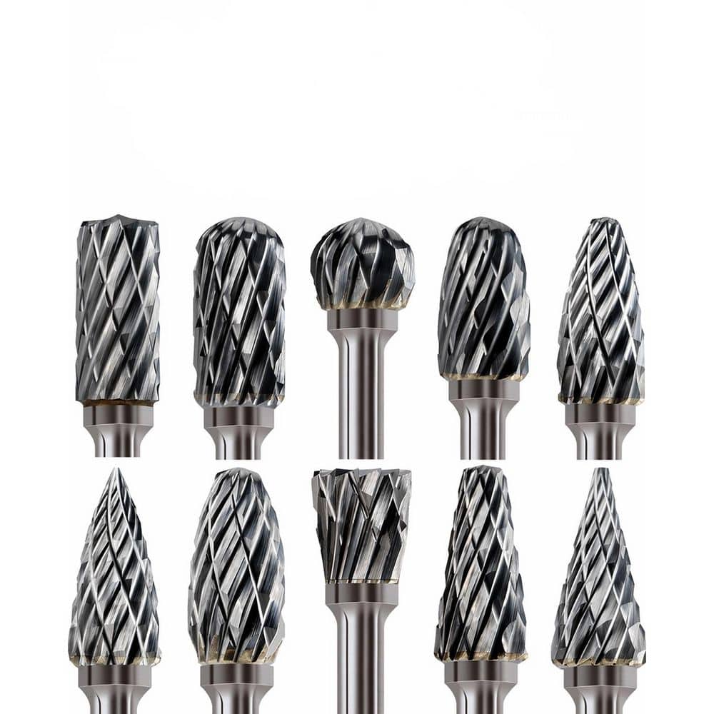 "10 Pcs Carbide Burr Set 3mm Cylindrical 1/8"" Shank Compatible with Dremel Rotary Tool Rasp File Wood Metal Stone" price history on PriceWatchPro
