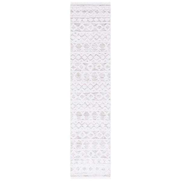 SAFAVIEH Augustine Ivory/Beige 2 ft. x 11 ft. Chevron Striped Runner Rug