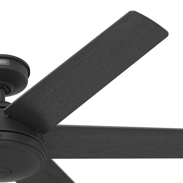 Hunter Jetty 52 in. Outdoor Matte Black Ceiling Fan with Wall
