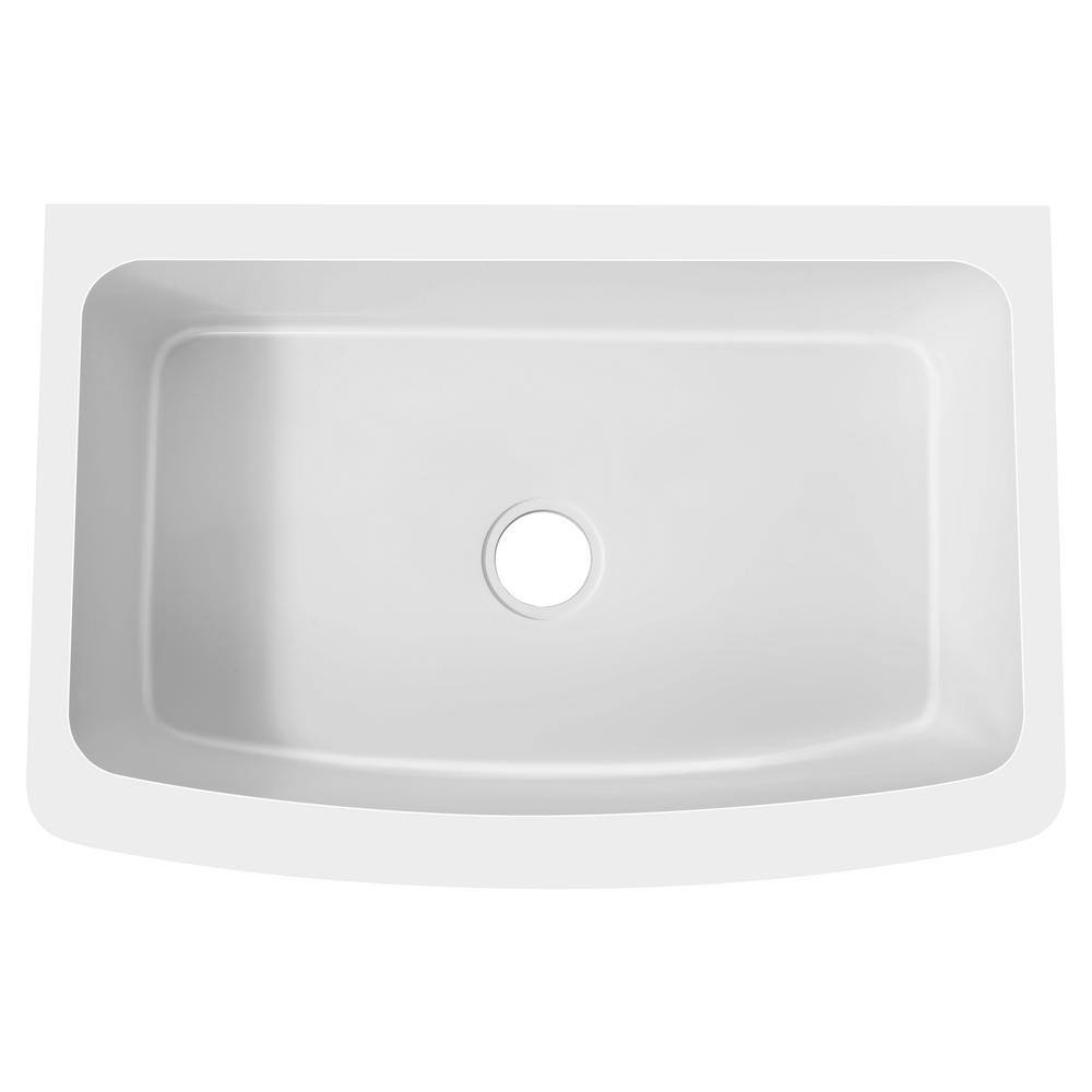 Mesa 33'' Matte White Farmhouse Stone Kitchen Sink