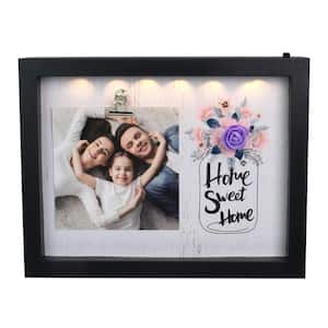 4 in. x 6 in. Black Matte LED Lighted Home Sweet Home Picture Frame with Clip