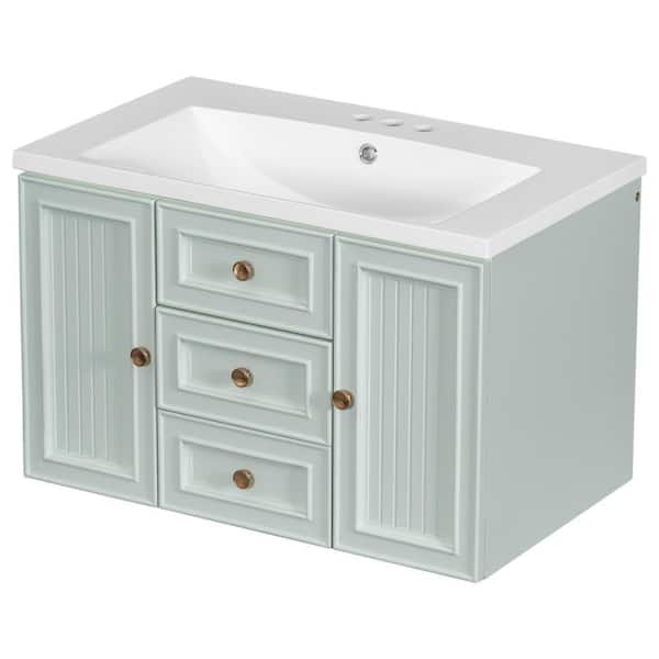 Aoibox 30 in. W White Bathroom Vanity with Single Sink, Combo Cabinet Undermount Sink, Bathroom Storage Cabinet Vanities