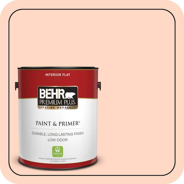 BEHR PREMIUM PLUS 1 gal. #230C-2 Shell Coral Flat Low Odor Interior Paint & Primer