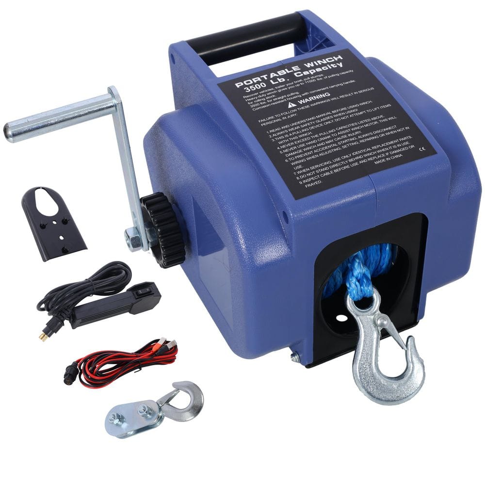 12v Trailer Winch, Reversible Electric Winch, for Boats up to 6000 lbs. with Synthetic Rope, Extra Pulley Hook price history on PriceWatchPro