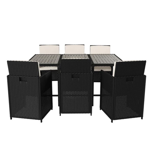 Carnegy Avenue Black 7-Piece Wicker/Rattan Patio Conversation Set