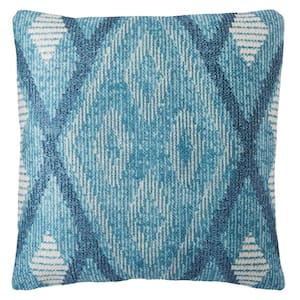 Sadler Indoor/ Outdoor Tribal Blue/ White Throw Pillow 22 in.