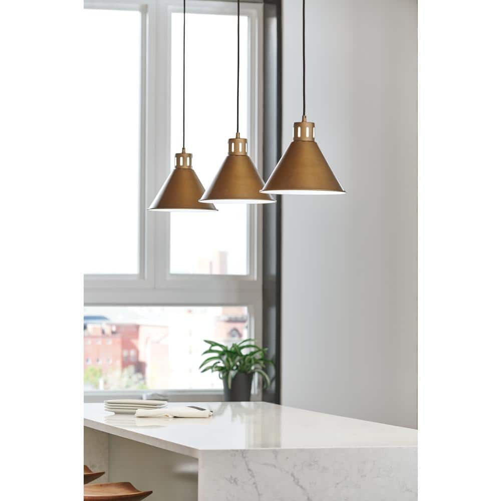 Zailey 10.75" Black and Brass Glass Pendant Light