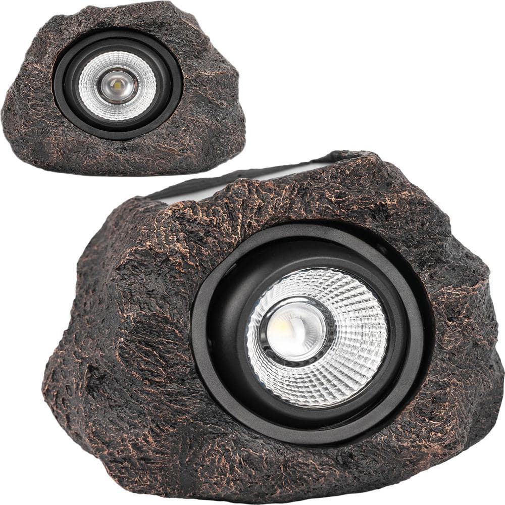 6.7 in. Solar Rock Lights Waterproof Auto On/Off Dark Brown 2-Pack price history on PriceWatchPro