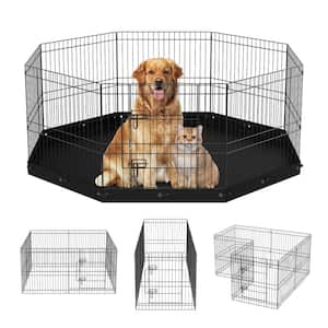 Dog Playpen 8 Panels Foldable Metal Dog Exercise Pen with Bottom Pad 24 in. H Pet Fence Puppy Crate Kennel